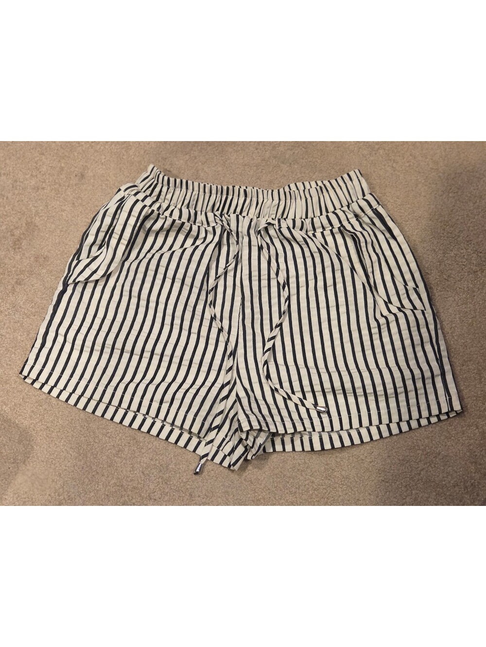 SHEIN Women's Striped Casual Dress Shorts with Drawstring Waist